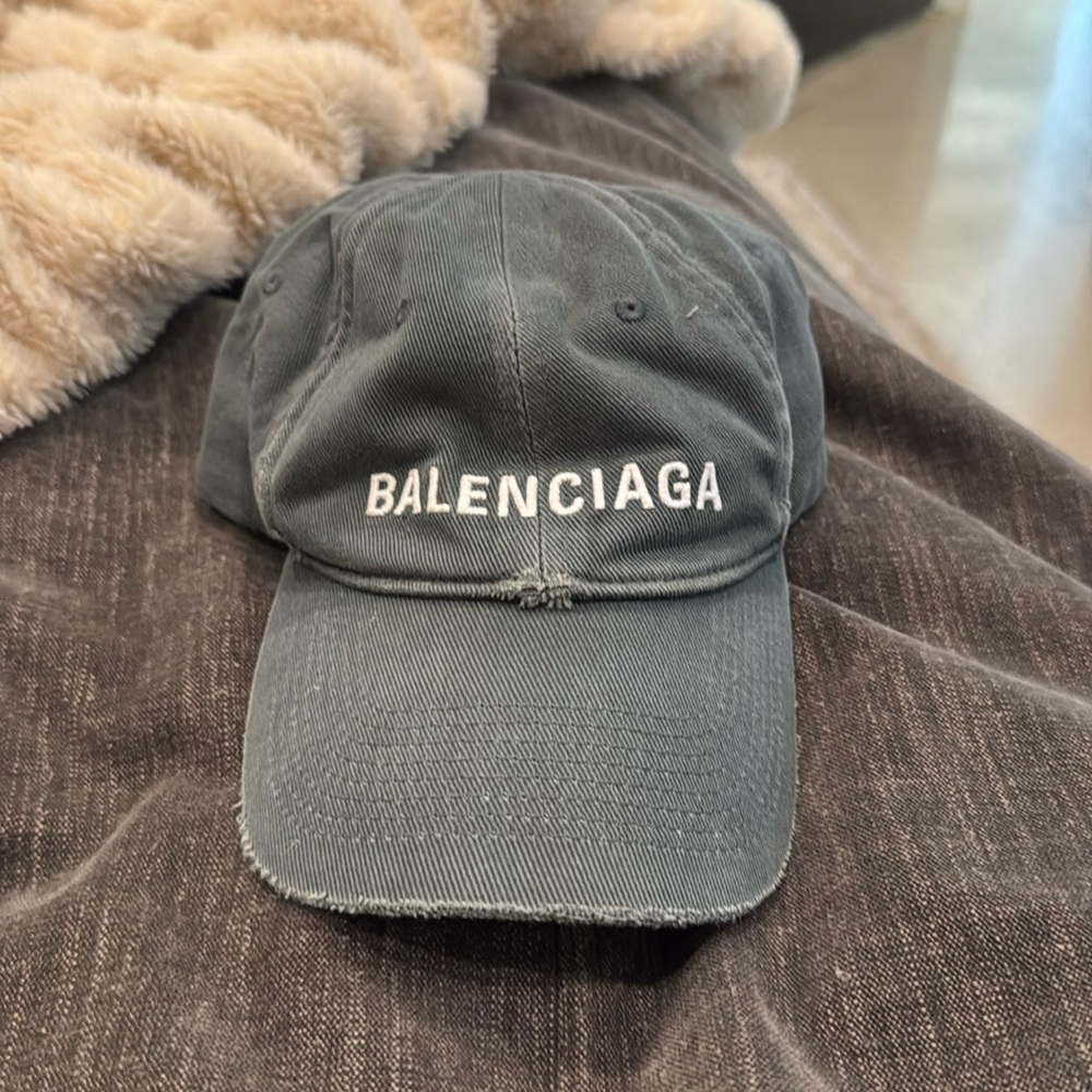 Balenciaga navy, worn-look adjustable cap